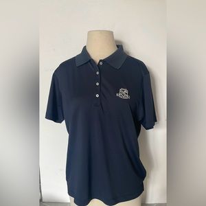 Ladies L short sleeve 4 button polo in black golf tennis pickelball NWOT